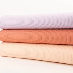 Jersey Stoff Ripp-Jacquard Baumwolle Streifen coral 1,35m Breite