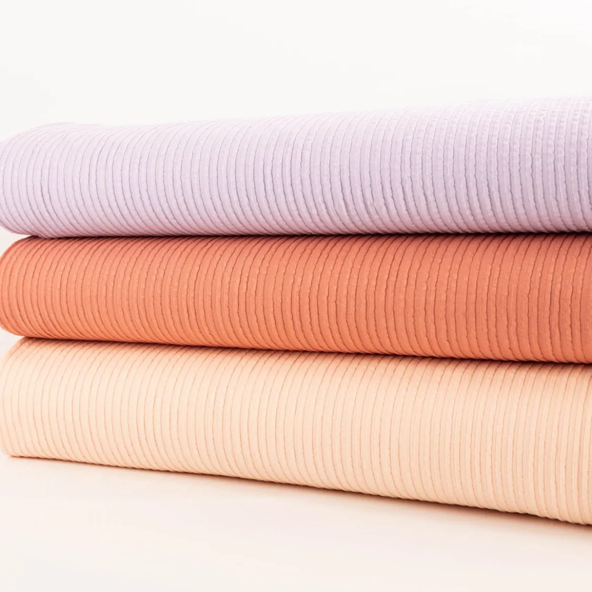Jersey Stoff Ripp-Jacquard Baumwolle Streifen coral 1,35m Breite