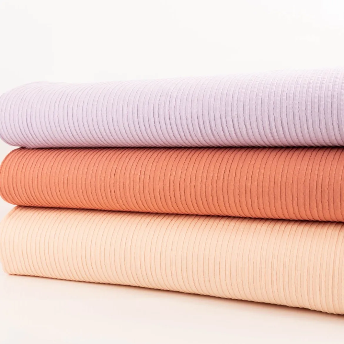 Jersey Stoff Ripp-Jacquard Baumwolle Streifen coral 1,35m Breite
