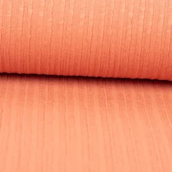 Jersey Stoff Ripp-Jacquard Baumwolle Streifen coral 1,35m Breite