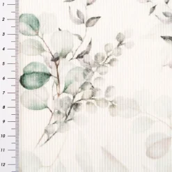 Jersey Stoff Rippjersey Baumwolle Digitaldruck Eukalyptus wollweiß grün 1,20m Breite
