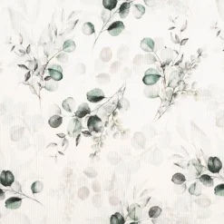 Jersey Stoff Rippjersey Baumwolle Digitaldruck Eukalyptus wollweiß grün 1,20m Breite
