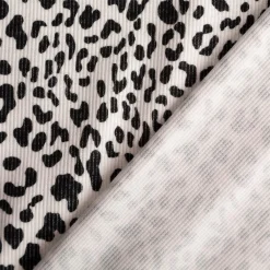 Jersey Stoff Rippjersey Baumwolle Leo beige schwarz 1,20m Breite