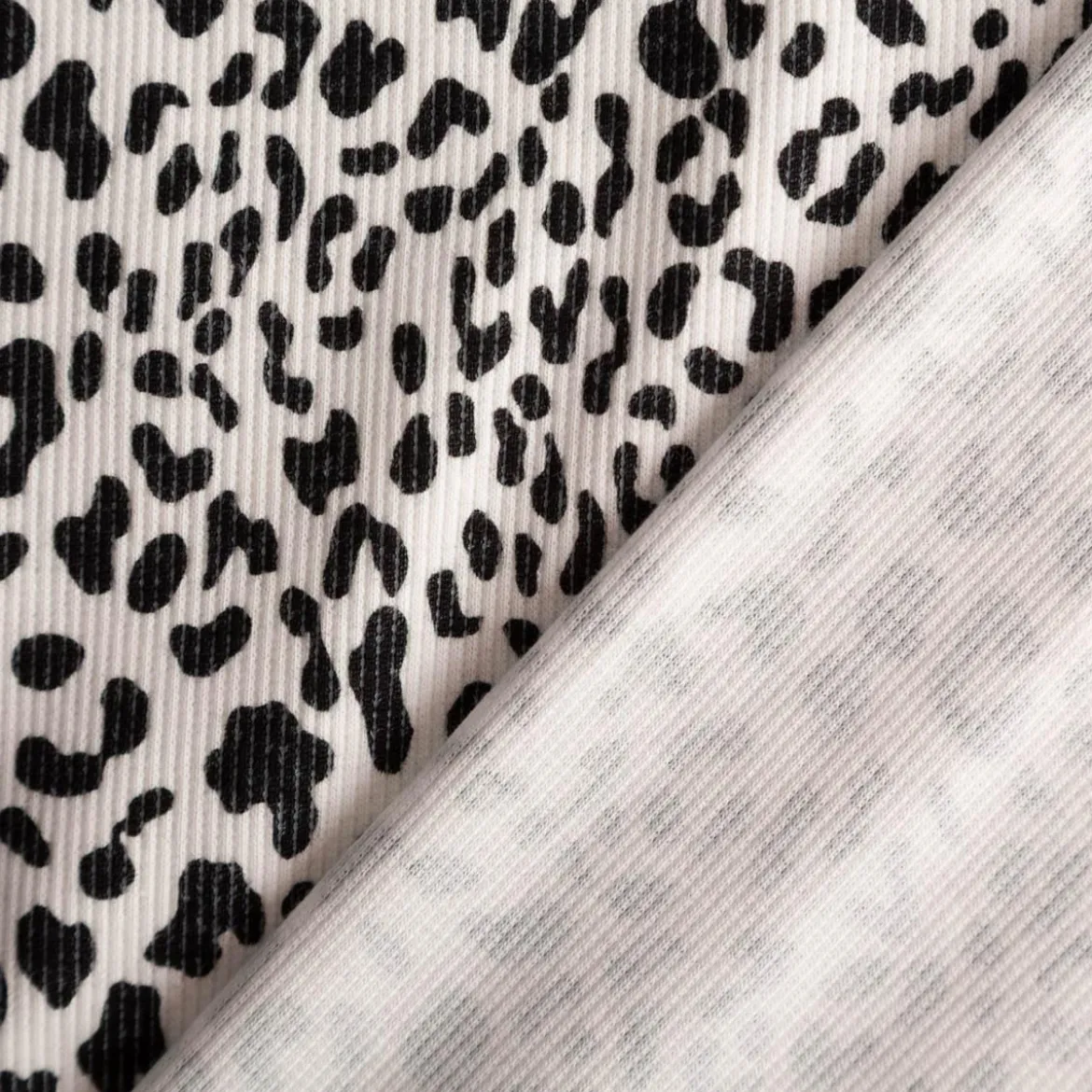 Jersey Stoff Rippjersey Baumwolle Leo beige schwarz 1,20m Breite