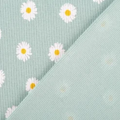 Jersey Stoff Rippjersey Baumwolle Blumen hellblau 1,20m Breite