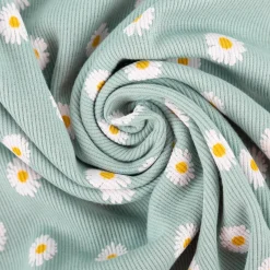 Jersey Stoff Rippjersey Baumwolle Blumen hellblau 1,20m Breite