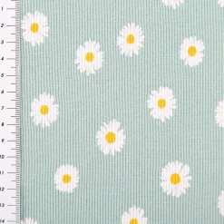 Jersey Stoff Rippjersey Baumwolle Blumen hellblau 1,20m Breite