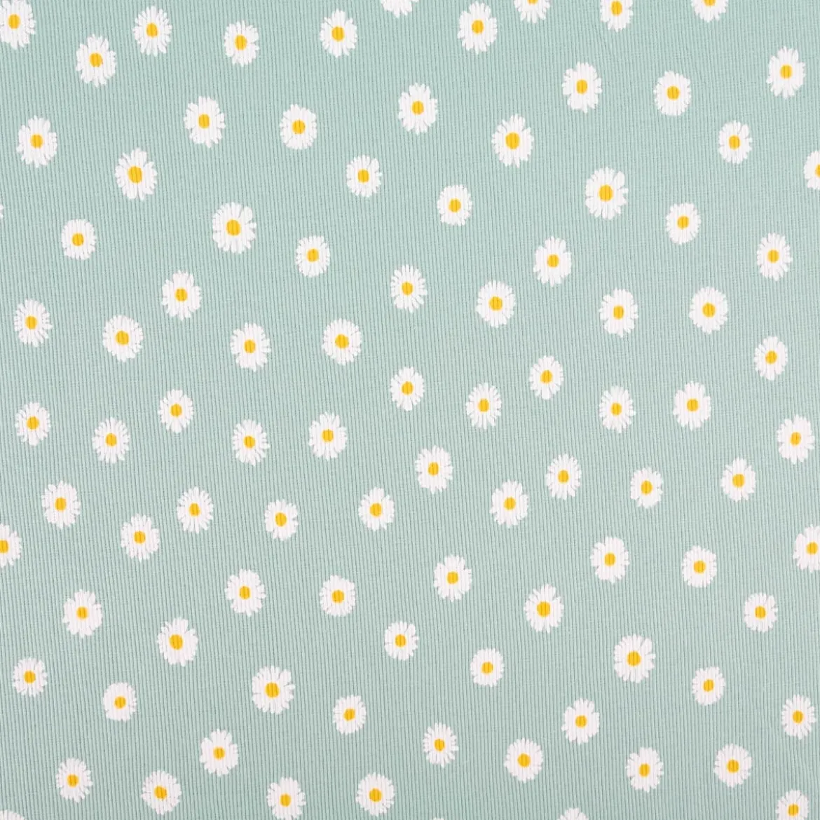 Jersey Stoff Rippjersey Baumwolle Blumen hellblau 1,20m Breite