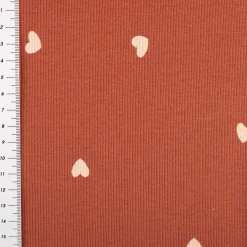 Jersey Stoff Rippjersey Baumwolle Herzchen Altrosa 1,20m Breite