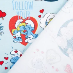 Jersey Stoff Schlümpfe Love hellblau Baumwolljersey 200g/qm 152cm Breite