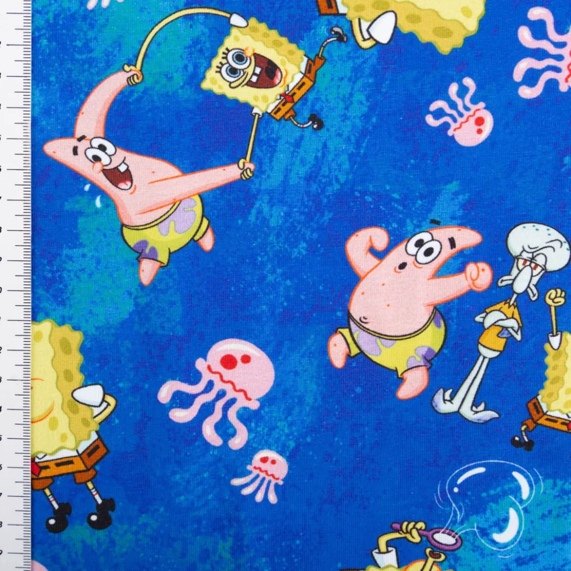 Jersey Stoff Sponge Bob blau Baumwolljersey 200g/qm 152cm Breite