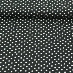 Jersey Stoff Sterne schwarz weiß