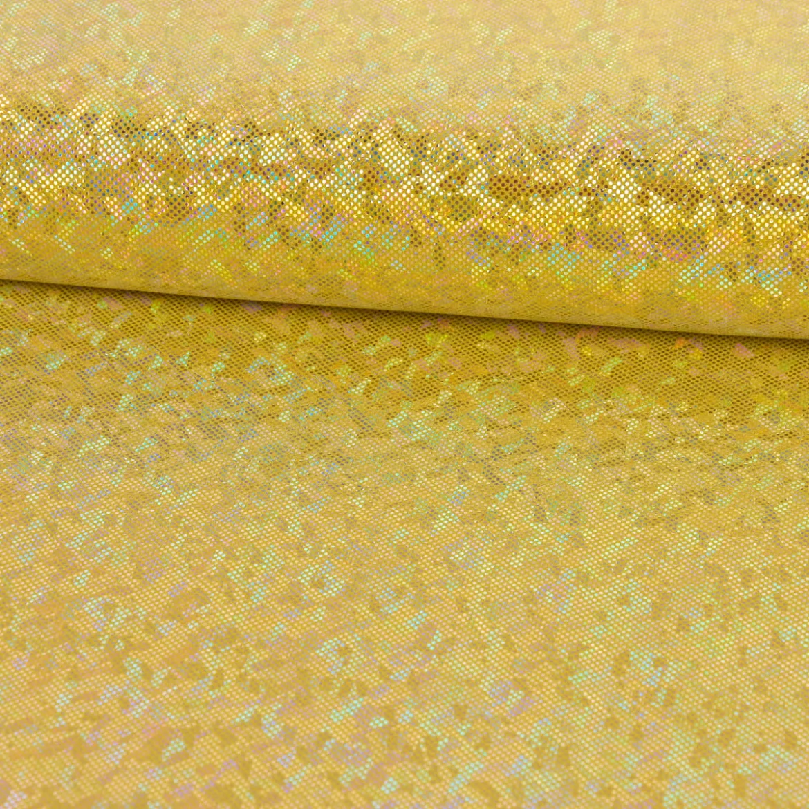Jerseystoff Stretch Jersey Glitzer holografisch einfarbig gold 1,5m Breite
