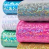 Jerseystoff Stretch Jersey Glitzer holografisch einfarbig silber grau 1,5m Breite