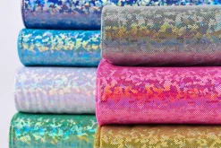Jerseystoff Stretch Jersey Glitzer holografisch einfarbig silber 1,5m Breite