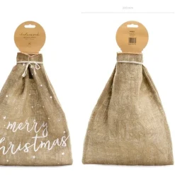Jutesack Weihnachtssack Geschenkesack merry christmas natur weiß 30x42cm