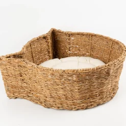 Katzenkorb handgewebt mit Kissen 44×50×18 cm von Boltze – gemütlicher Rückzugsort für Katzen