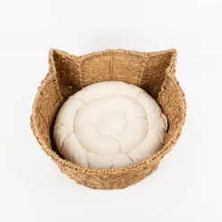 Katzenkorb handgewebt mit Kissen 44×50×18 cm von Boltze – gemütlicher Rückzugsort für Katzen