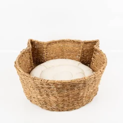 Katzenkorb handgewebt mit Kissen 44×50×18 cm von Boltze – gemütlicher Rückzugsort für Katzen
