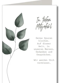KEITCARDS Doppelkarte Trauerkarte In tiefem Mitgefühl Blätter mit Umschlag 10,5x14,7cm