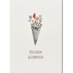 KEITCARDS Postkarte Blumenstrauß Herzlichen Glückwunsch 10,5x14,7cm
