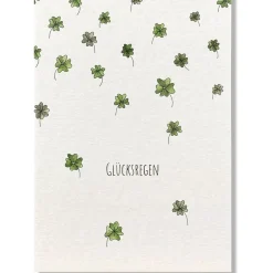 KEITCARDS Postkarte GLÜCKSREGEN Kleeblätter 10,5x14,7cm