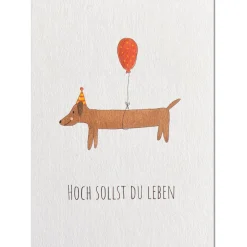 KEITCARDS Postkarte Hoch sollst du leben Hund 10,5x14,7cm