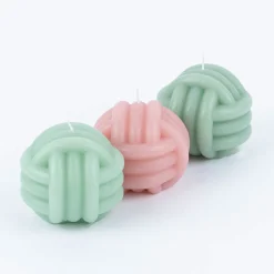 Kerze Knoten pastellfarben rosa hellgrün oder dunkelgrün 8x7,5cm