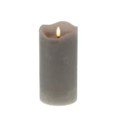 Kerze LED Echtwachskerze mit Timer und 3D Flamme grau 10x20cm von Werner Voß