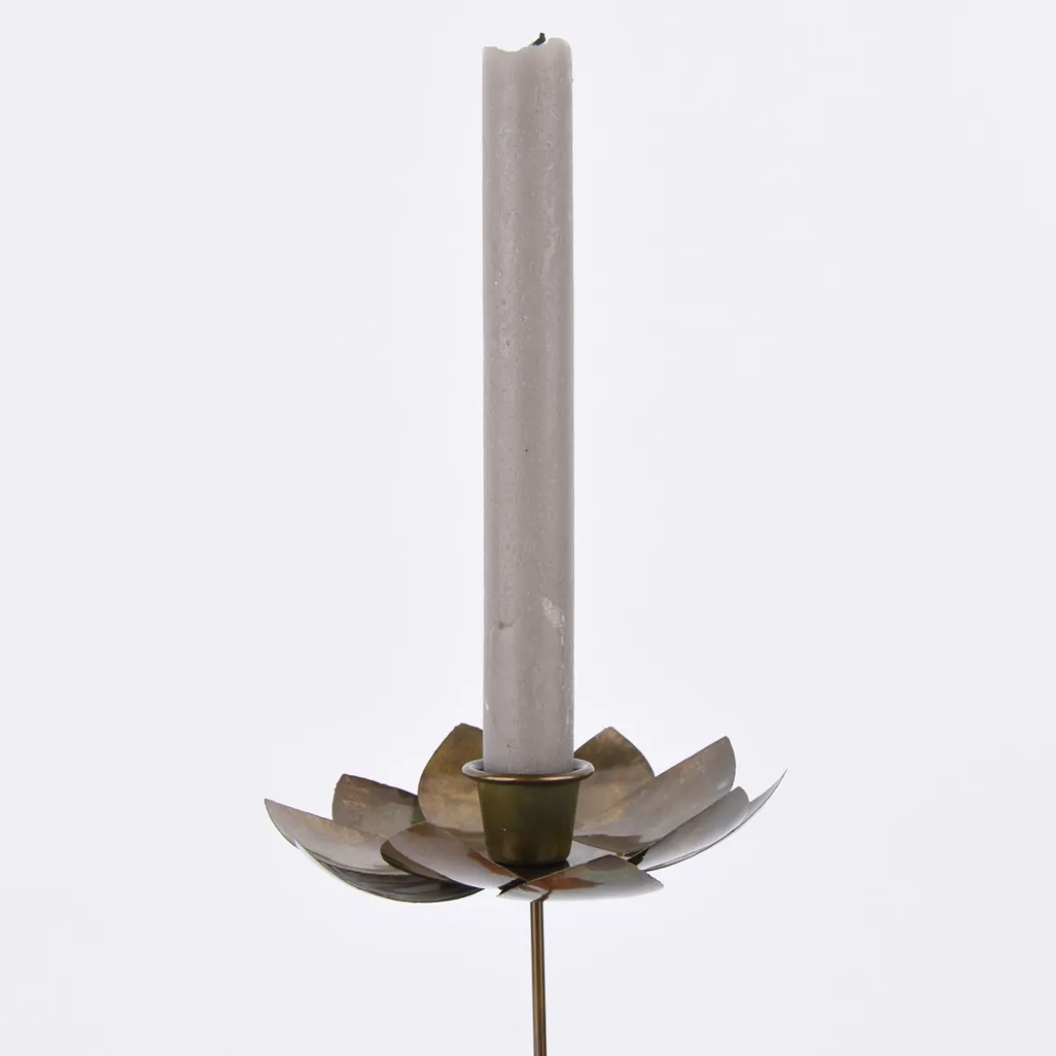 Kerzenhalter Blume für Stabkerzen Metall messingfarben 12cm