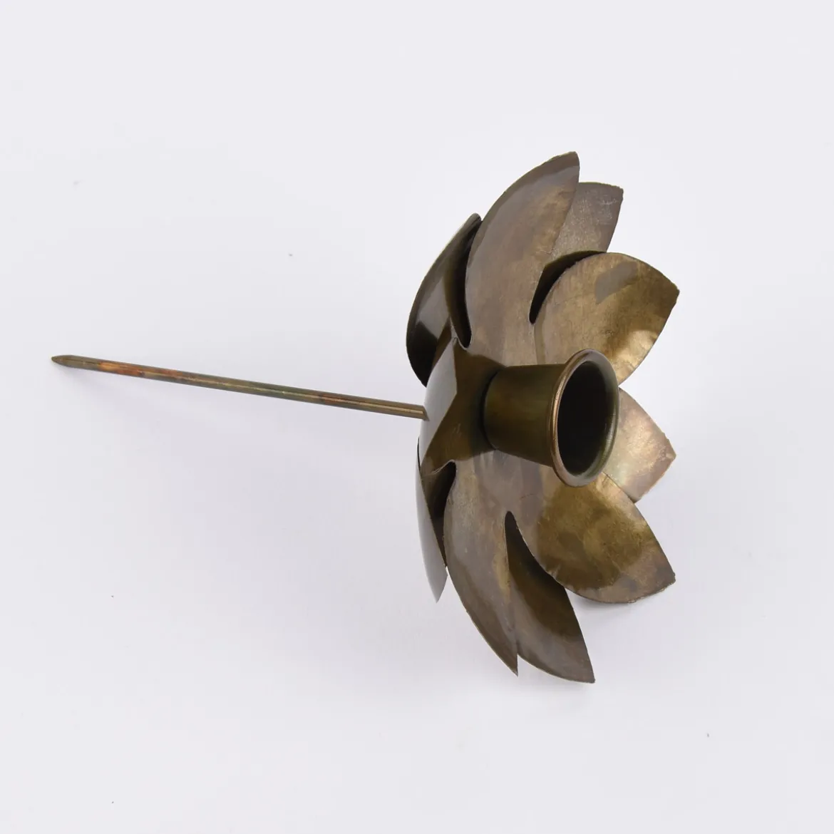 Kerzenhalter Blume für Stabkerzen Metall messingfarben 12cm
