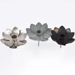 Kerzenhalter Blume für Stabkerzen Metall messingfarben 12cm