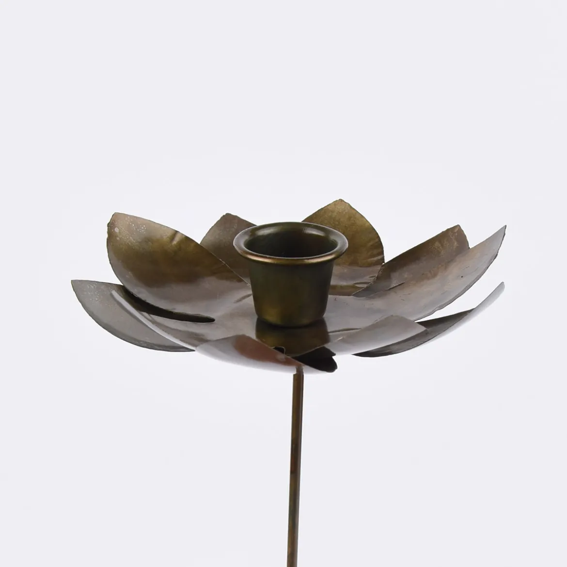 Kerzenhalter Blume für Stabkerzen Metall messingfarben 12cm