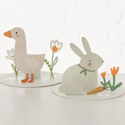 Kerzenhalter Hase oder Gans Metall 10cm von Boltze