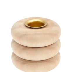 Kerzenständer aus Holz Ringoptik natur 7,5x5,5cm von Rico Design