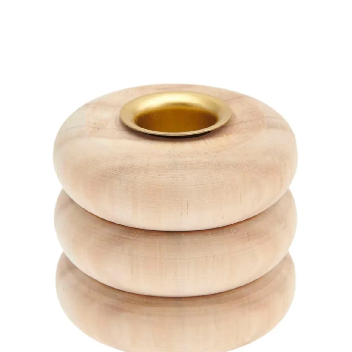 Kerzenständer aus Holz Ringoptik natur 7,5x5,5cm von Rico Design