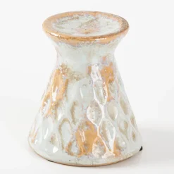 Kerzenständer Keramik mit Reliefstruktur grau beige 14x16cm von Clayre & Eef