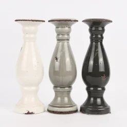 Kerzenständer Kerzenhalter Vintage Keramik anthrazit groß 35x12cm