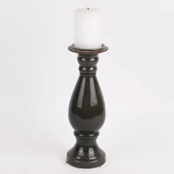 Kerzenständer Kerzenhalter Vintage Keramik anthrazit groß 35x12cm