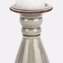 Kerzenständer Kerzenhalter Vintage Keramik grau groß 35x12cm