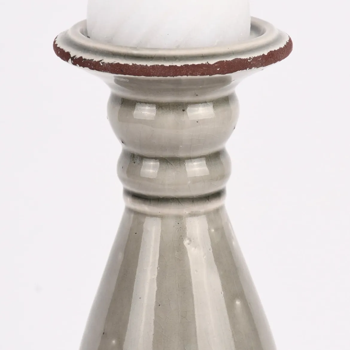 Kerzenständer Kerzenhalter Vintage Keramik grau groß 35x12cm