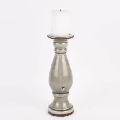 Kerzenständer Kerzenhalter Vintage Keramik grau groß 35x12cm
