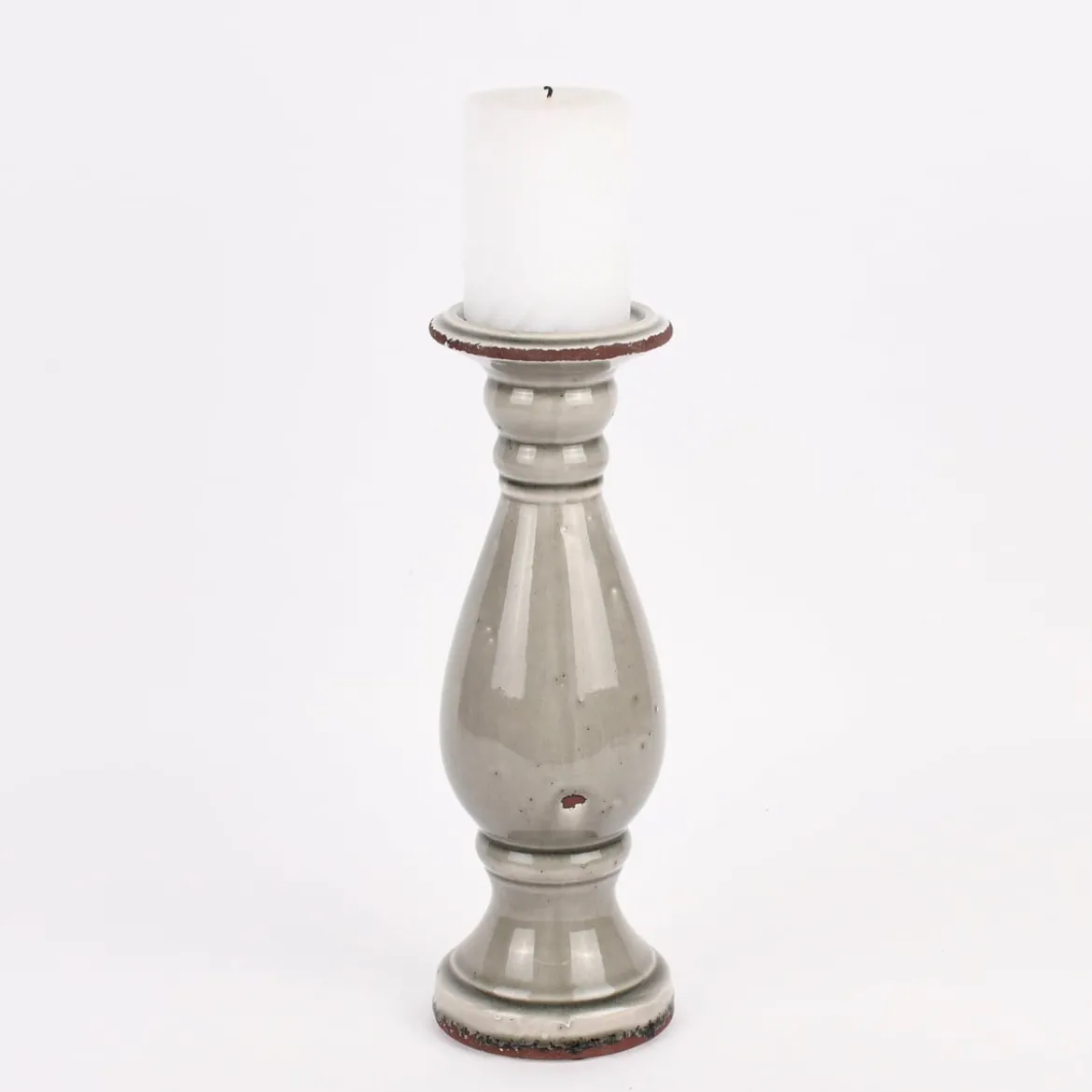 Kerzenständer Kerzenhalter Vintage Keramik grau groß 35x12cm
