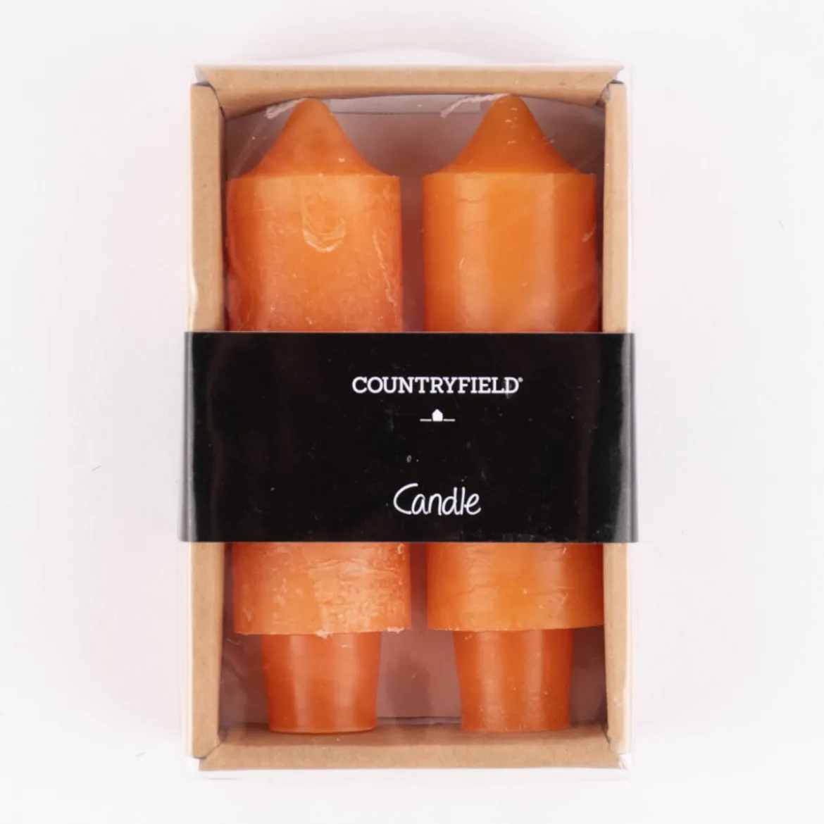 Kerzen Vela einfarbig orange 2 Stück 12,5x3,5cm