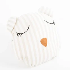 Kinderkissen Bär Baumwolle weiß beige 35x35cm