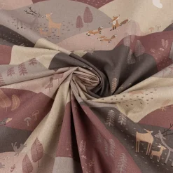 Kinder Kissenhülle Mountain Forest Animals Waldtiere Hügel Leinenlook rosa beige verschiedene Größen von SCHÖNER LEBEN.