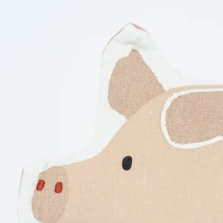 Kinderkissen Schweinchen aus Baumwolle rosa weiß schwarz 40x27cm