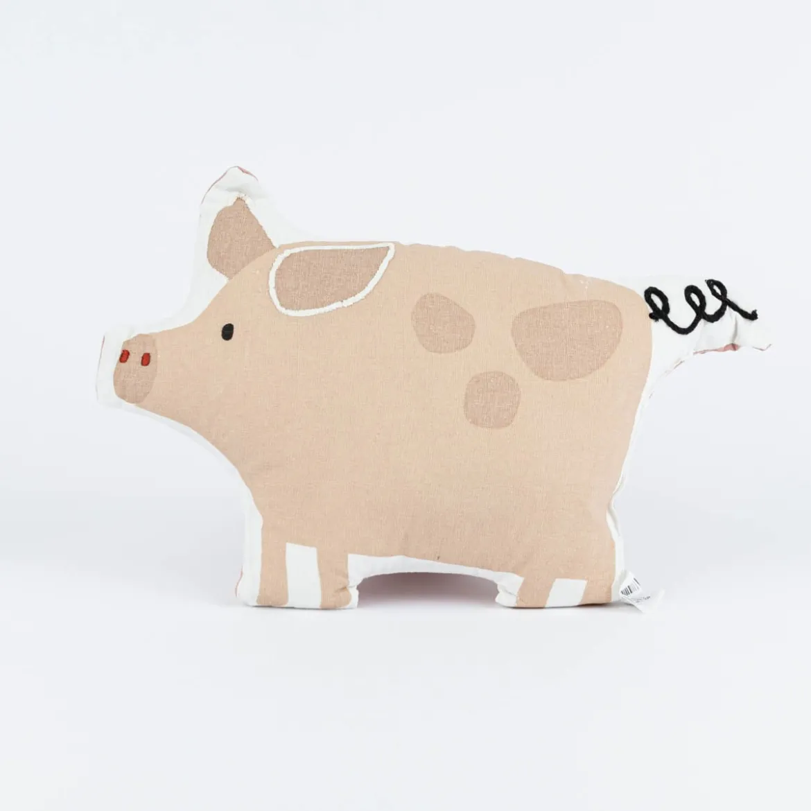 Kinderkissen Schweinchen aus Baumwolle rosa weiß schwarz 40x27cm