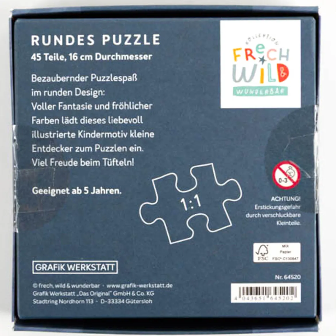 Kinderpuzzle Dinosaurier rund mit 45 Teilen von Grafik Werkstatt