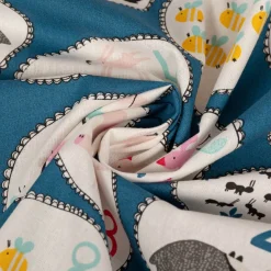 Kinderstoff Dekostoff Baumwollstoff Cretonne Numbers Zahlen Tiere blau bunt 1,60m Breite
